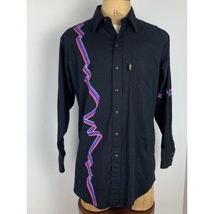 VTG Striped Brushpopper Western Rodeo Cowboy Pearl Snap Shirt 17x35 Brooks & Dun